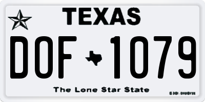 TX license plate DOF1079