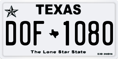 TX license plate DOF1080