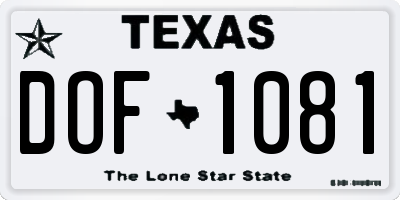 TX license plate DOF1081