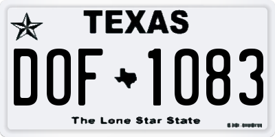 TX license plate DOF1083