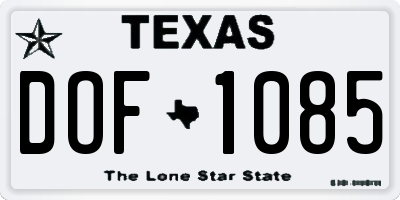 TX license plate DOF1085