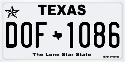 TX license plate DOF1086