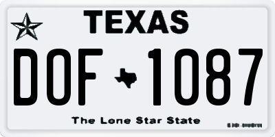 TX license plate DOF1087