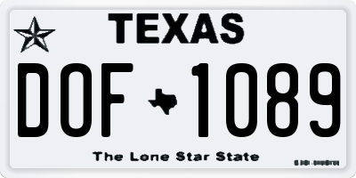 TX license plate DOF1089