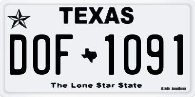 TX license plate DOF1091
