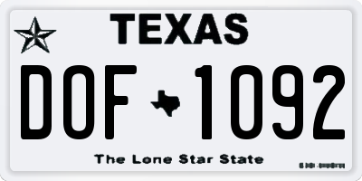 TX license plate DOF1092