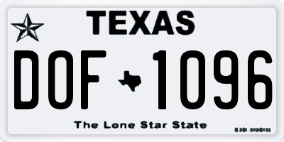 TX license plate DOF1096
