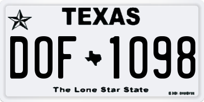 TX license plate DOF1098