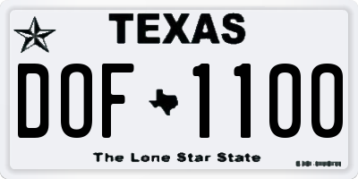 TX license plate DOF1100