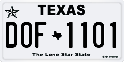 TX license plate DOF1101