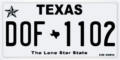 TX license plate DOF1102
