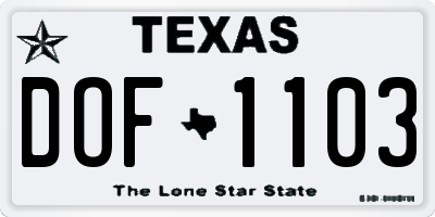 TX license plate DOF1103