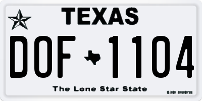 TX license plate DOF1104