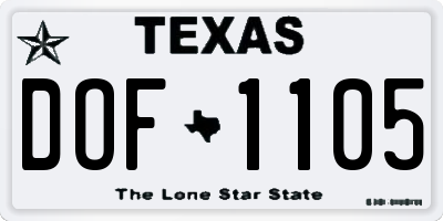 TX license plate DOF1105