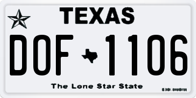 TX license plate DOF1106