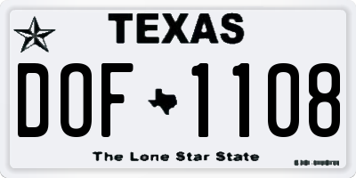 TX license plate DOF1108