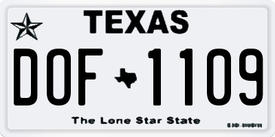 TX license plate DOF1109