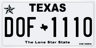 TX license plate DOF1110
