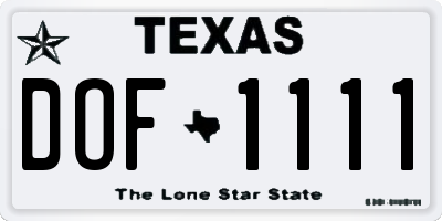 TX license plate DOF1111
