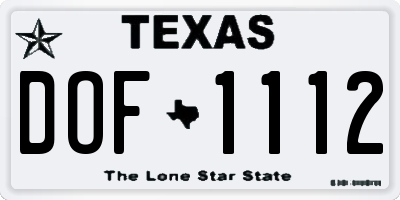 TX license plate DOF1112