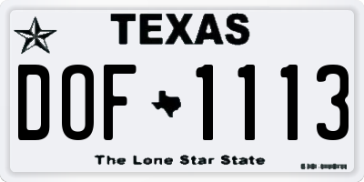 TX license plate DOF1113