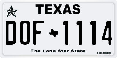 TX license plate DOF1114