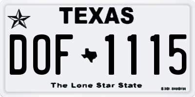 TX license plate DOF1115