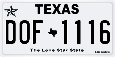 TX license plate DOF1116