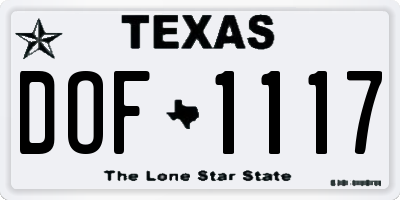 TX license plate DOF1117
