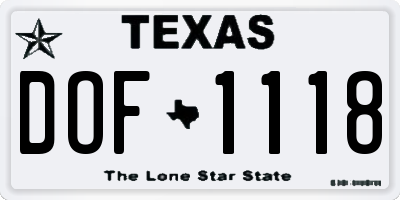 TX license plate DOF1118