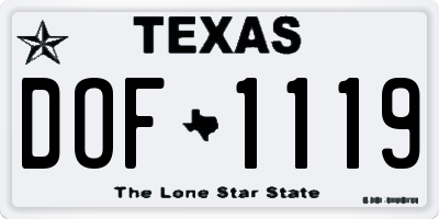 TX license plate DOF1119
