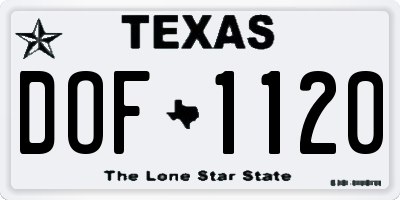 TX license plate DOF1120