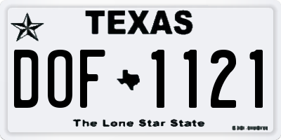 TX license plate DOF1121