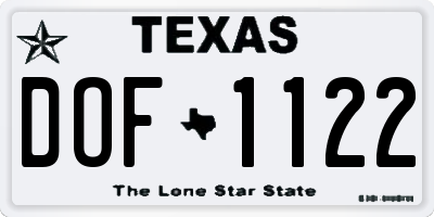 TX license plate DOF1122