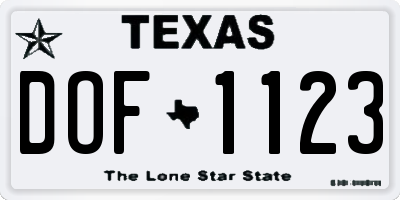 TX license plate DOF1123