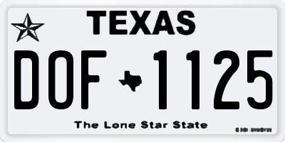 TX license plate DOF1125