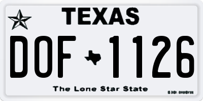 TX license plate DOF1126