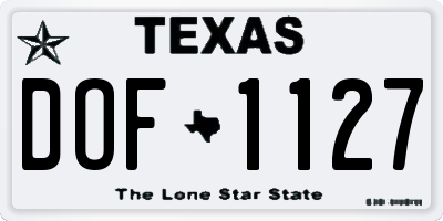 TX license plate DOF1127