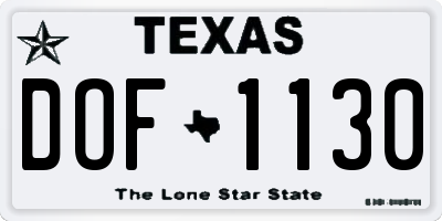 TX license plate DOF1130
