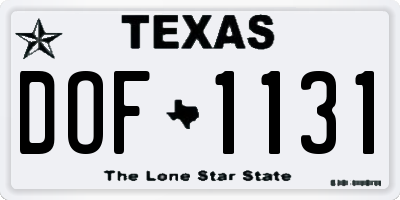 TX license plate DOF1131