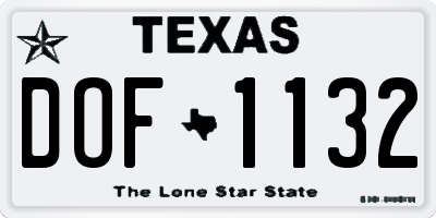 TX license plate DOF1132