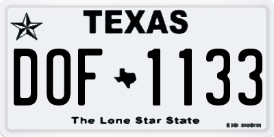 TX license plate DOF1133
