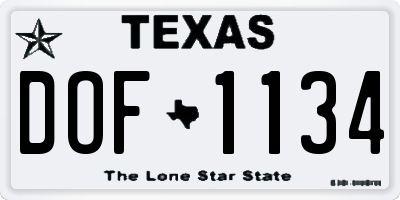 TX license plate DOF1134