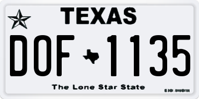 TX license plate DOF1135