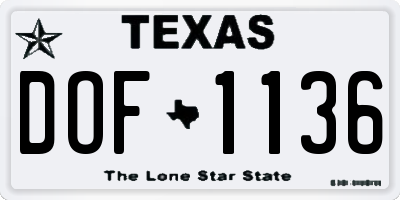 TX license plate DOF1136