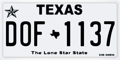 TX license plate DOF1137