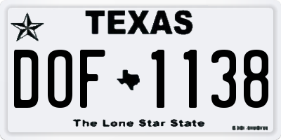 TX license plate DOF1138