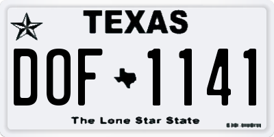 TX license plate DOF1141