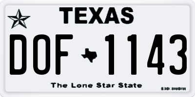 TX license plate DOF1143