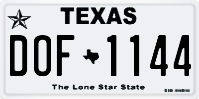 TX license plate DOF1144